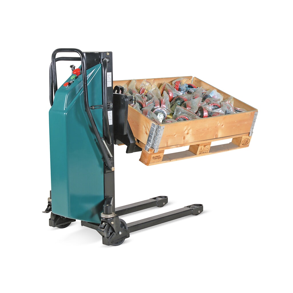 Zvedač palet, naklápěcí, elektrický zdvih, výška zdvihu 900 mm Číslo obrázku produktu 1: Zvedač palet, naklápěcí, elektrický zdvih, výška zdvihu 900 mm