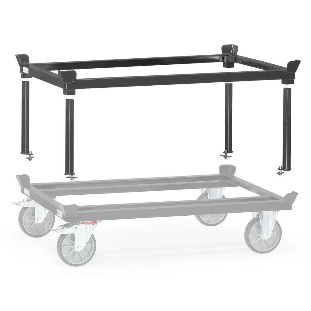 Nasazovací rám na paletový podvozek fetra®, VxŠxH 370 x 1210 x 810 mm, antracitová šedá Číslo obrázku produktu 4: Nasazovací rám na paletový podvozek fetra®, VxŠxH 370 x 1210 x 810 mm, antracitová šedá