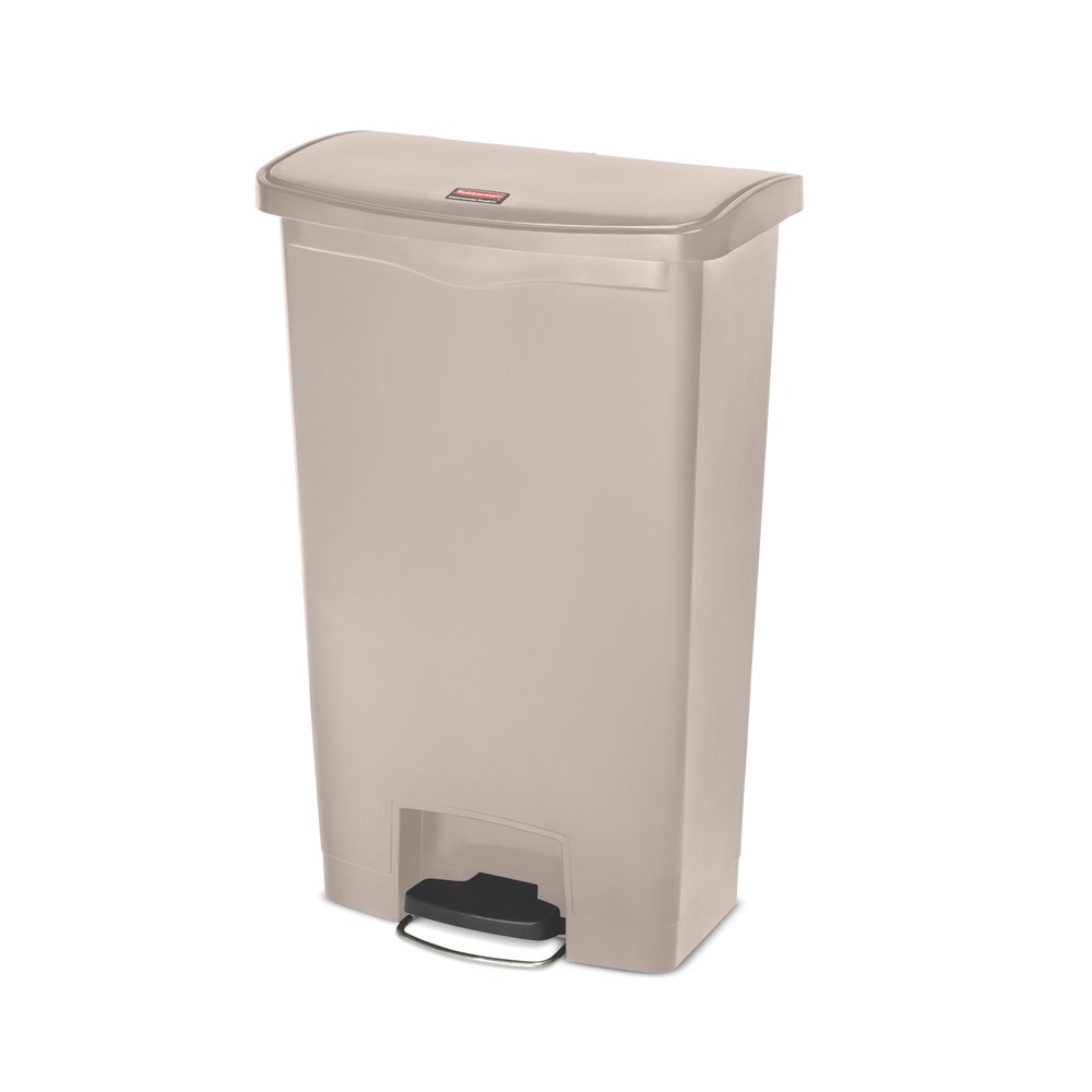 Číslo obrázku produktu 1: Nášlapná nádoba na odpad Rubbermaid Slim Jim® s pedálem na širší straně, plast, 90 l, béžová