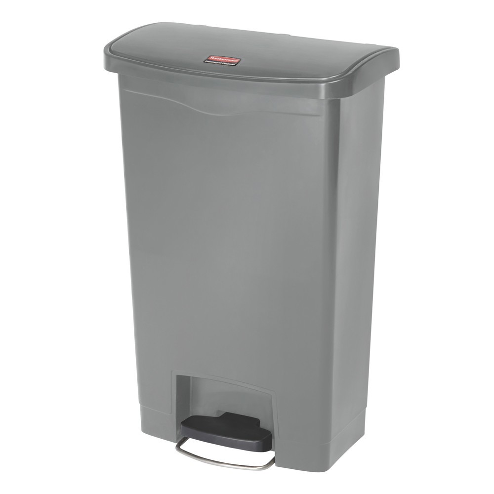 Obrázek produktu: Nášlapná nádoba na odpad Rubbermaid Slim Jim® s pedálem na širší straně, plast, 50 l, šedá