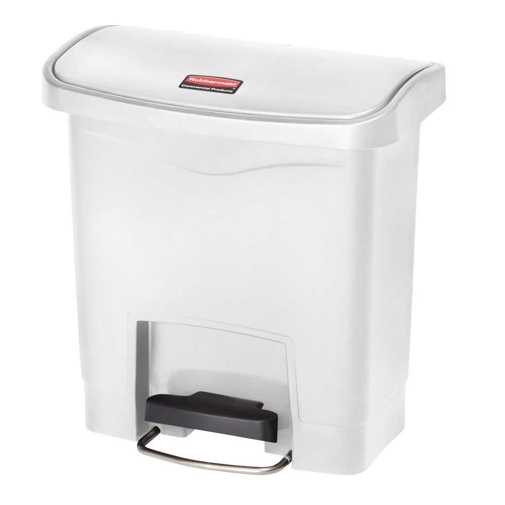 Číslo obrázku produktu 1: Rubbermaid Slim Jim® pedálový koš s širokým bočním pedálem, plast, 15 litrů, bílá