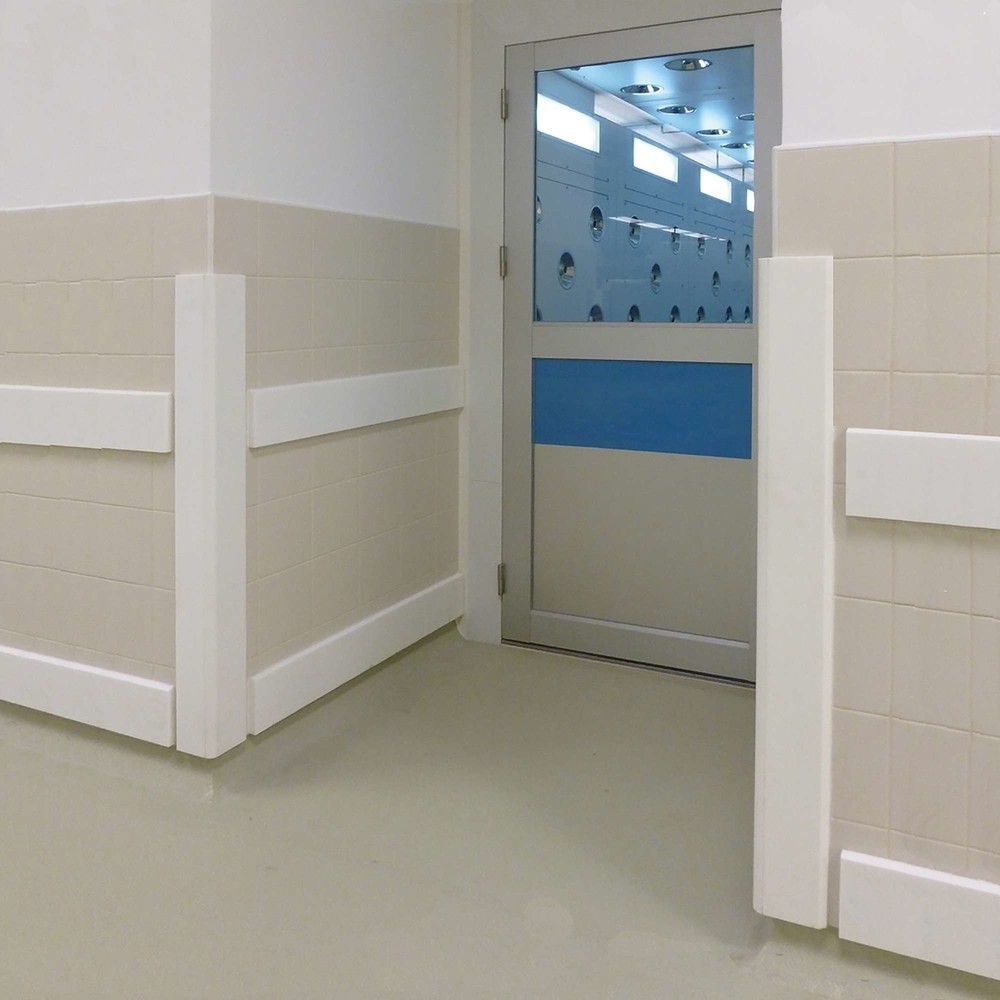 Číslo obrázku produktu 5: Protinárazová ochrana MORAVIA na stěny, k montáži, VxŠ 150 x 10 mm, délka 2060 mm, bílá