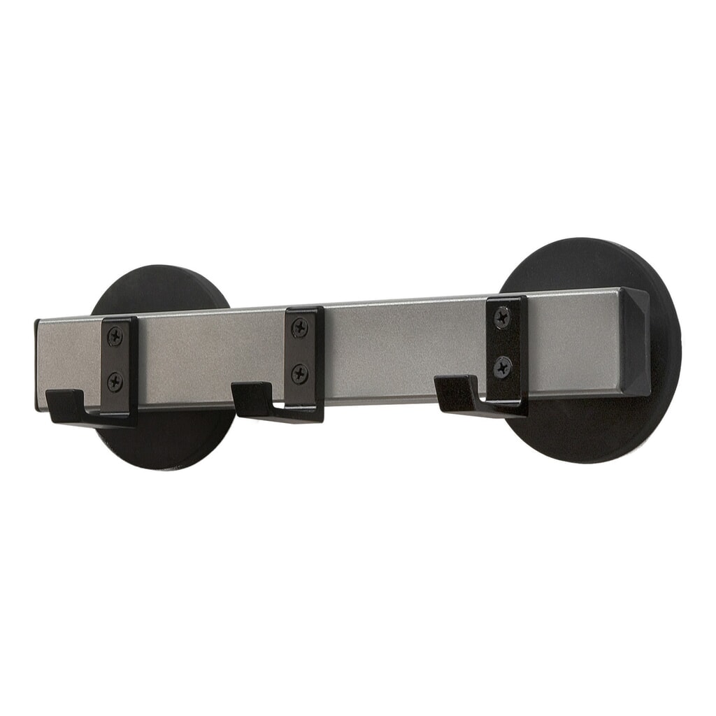 Nástěnný věšák, magnetický, 3 háčky, černá, hliníková šedá Obrázek produktu: Nástěnný věšák, magnetický, 3 háčky, černá, hliníková šedá