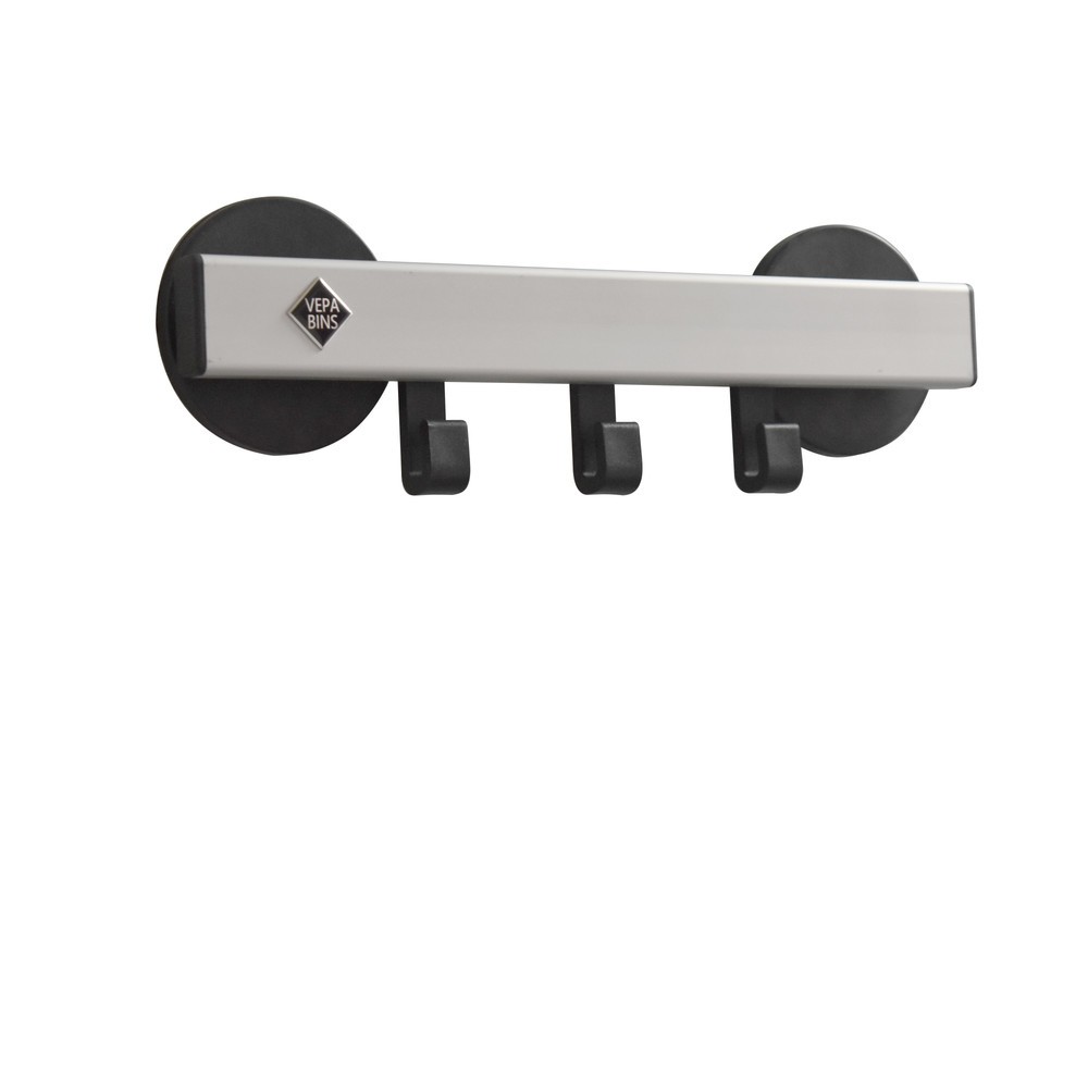 Číslo obrázku produktu 1: Nástěnný věšák, magnetický, 3 háčky, šedá, černá