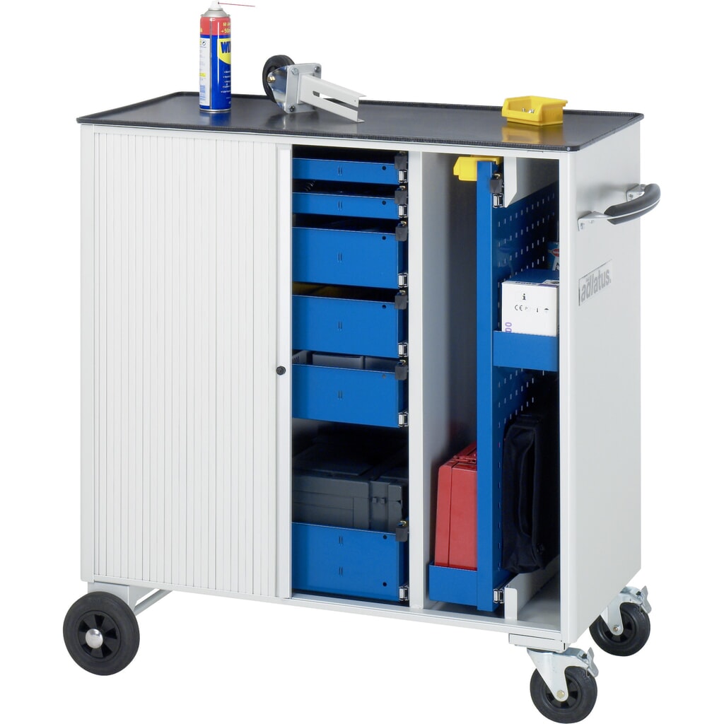 Nástrojový vozík RAU řada adlatus, VxŠxH 1 080 x 1025 x 520 mm, 6x zásuvka 2 x 40, 3 x 105, 1 x 130 mm, kovová pracovní deska Číslo obrázku produktu 2: Nástrojový vozík RAU řada adlatus, VxŠxH 1 080 x 1025 x 520 mm, 6x zásuvka 2 x 40, 3 x 105, 1 x 130 mm, kovová pracovní deska