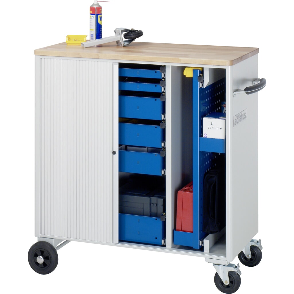 Nástrojový vozík RAU řada adlatus, VxŠxH 1080 x 1025 x 520 mm, 6x zásuvka 2 x 40, 3 x 105, 1 x 130 mm, buková pracovní deska Číslo obrázku produktu 4: Nástrojový vozík RAU řada adlatus, VxŠxH 1080 x 1025 x 520 mm, 6x zásuvka 2 x 40, 3 x 105, 1 x 130 mm, buková pracovní deska