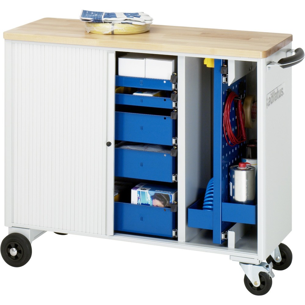 Číslo obrázku produktu 4: Nástrojový vozík RAU řada adlatus, VxŠxH 860 x 1025 x 400 mm, 5x zásuvka 2 x 40, 3 x 105 mm, buková pracovní deska