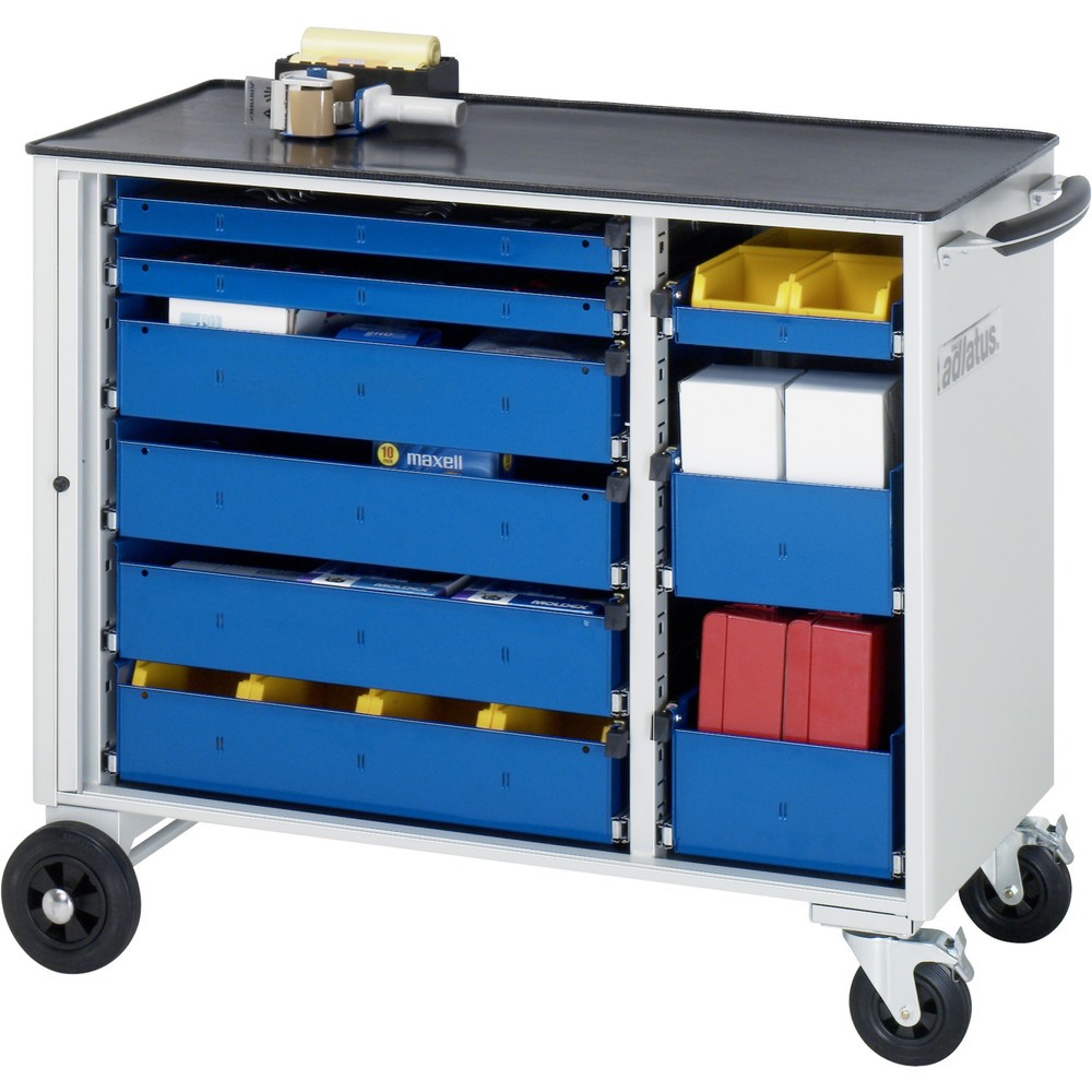 Obrázek produktu: Nástrojový vozík RAU řada adlatus, VxŠxH 890 x 1025 x 520 mm, 9x zásuvka 3 x 40, 4 x 105, 2 x 130 mm, kovová pracovní deska