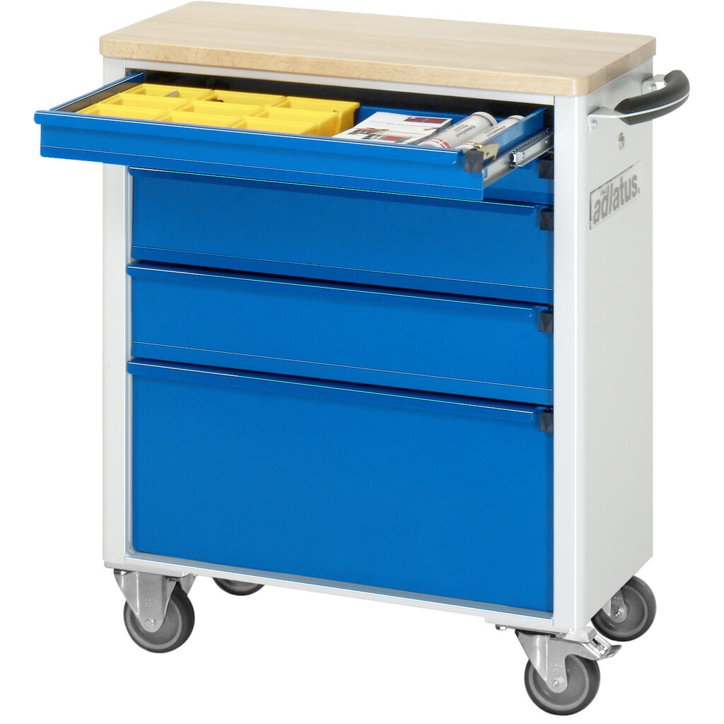Nástrojový vozík RAU řada adlatus 700, VxŠxH 860 x 700 x 350 mm, 5x zásuvka 2 x 65, 2 x 130, 1 x 260 mm, buková pracovní deska Obrázek produktu: Nástrojový vozík RAU řada adlatus 700, VxŠxH 860 x 700 x 350 mm, 5x zásuvka 2 x 65, 2 x 130, 1 x 260 mm, buková pracovní deska
