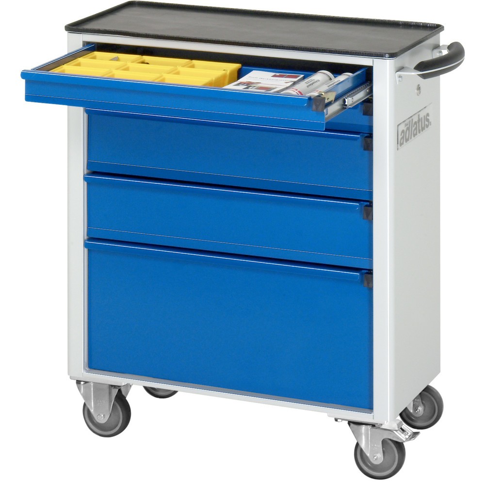 Číslo obrázku produktu 1: Nástrojový vozík RAU řada adlatus 700, VxŠxH 860 x 700 x 350 mm, 5x zásuvka 2 x 65, 2 x 130, 1 x 260 mm, kovová pracovní deska