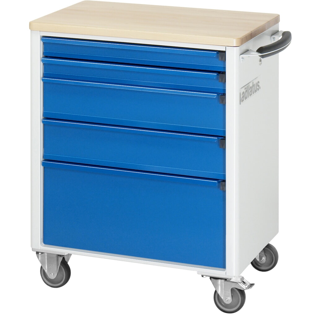 Číslo obrázku produktu 4: Nástrojový vozík RAU řada adlatus 700, VxŠxH 860 x 700 x 510 mm, 5x zásuvka 2 x 65, 2 x 130, 1 x 260 mm, buková pracovní deska
