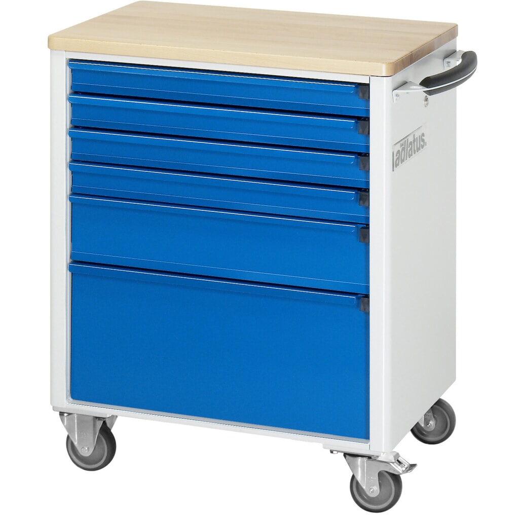 Nástrojový vozík RAU řada adlatus 700, VxŠxH 860 x 700 x 510 mm, 6x zásuvka 4 x 65, 1 x 130, 1 x 260 mm, buková pracovní deska Číslo obrázku produktu 4: Nástrojový vozík RAU řada adlatus 700, VxŠxH 860 x 700 x 510 mm, 6x zásuvka 4 x 65, 1 x 130, 1 x 260 mm, buková pracovní deska