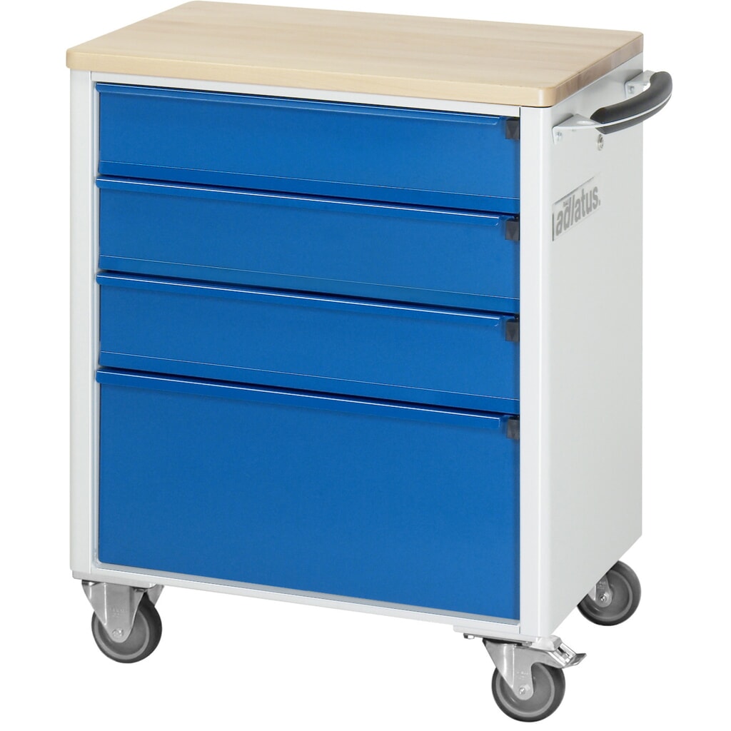 Nástrojový vozík RAU řada adlatus 700, VxŠxH 860 x 700 x 510 mm, 4x zásuvka 3 x 130, 1 x 260 mm, buková pracovní deska Číslo obrázku produktu 4: Nástrojový vozík RAU řada adlatus 700, VxŠxH 860 x 700 x 510 mm, 4x zásuvka 3 x 130, 1 x 260 mm, buková pracovní deska