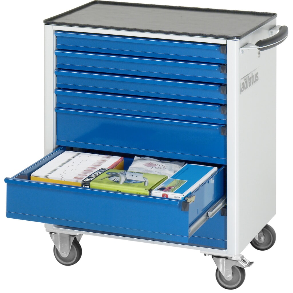 Nástrojový vozík RAU řada adlatus 700, VxŠxH 860 x 700 x 510 mm, 7x zásuvka 4 x 130, 3 x 260 mm, kovová pracovní deska Obrázek produktu: Nástrojový vozík RAU řada adlatus 700, VxŠxH 860 x 700 x 510 mm, 7x zásuvka 4 x 130, 3 x 260 mm, kovová pracovní deska