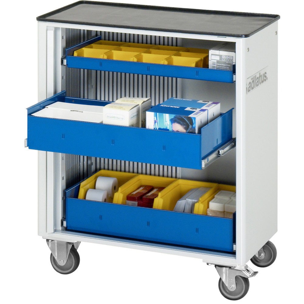 Číslo obrázku produktu 1: Nástrojový vozík RAU řada adlatus 700, VxŠxH 860 x 725 x 400 mm, 3x zásuvka 1 x 40, 2 x 105 mm, kovová pracovní deska