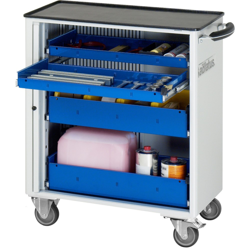 Číslo obrázku produktu 1: Nástrojový vozík RAU řada adlatus 700, VxŠxH 860 x 725 x 400 mm, 4x zásuvka 2 x 40, 2 x 105 mm, kovová pracovní deska