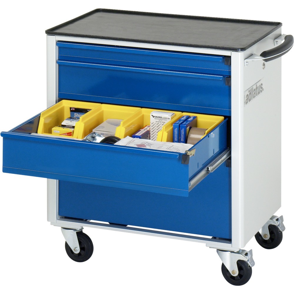 Číslo obrázku produktu 1: Nástrojový vozík RAU řada adlatus 700, VxŠxH 790 x 700 x 510 mm, 4x zásuvka 1 x 65, 2 x 130, 1 x 260 mm, kovová pracovní deska