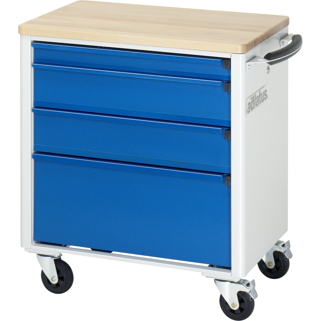 Číslo obrázku produktu 4: Nástrojový vozík RAU řada adlatus 700, VxŠxH 790 x 700 x 510 mm, 4x zásuvka 1 x 65, 2 x 130, 1 x 260 mm, buková pracovní deska