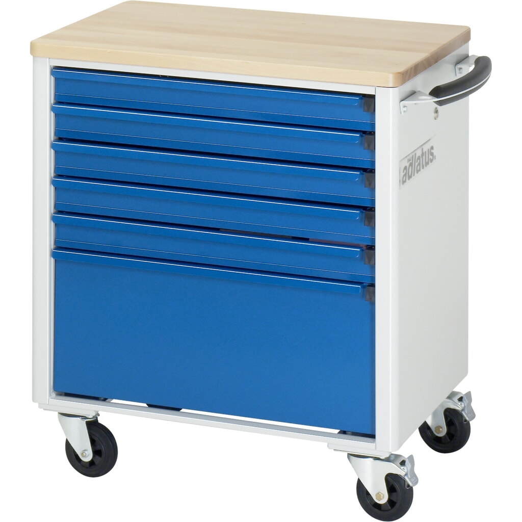 Číslo obrázku produktu 4: Nástrojový vozík RAU řada adlatus 700, VxŠxH 790 x 700 x 510 mm, 6x zásuvka 5 x 65, 1 x 260 mm, buková pracovní deska