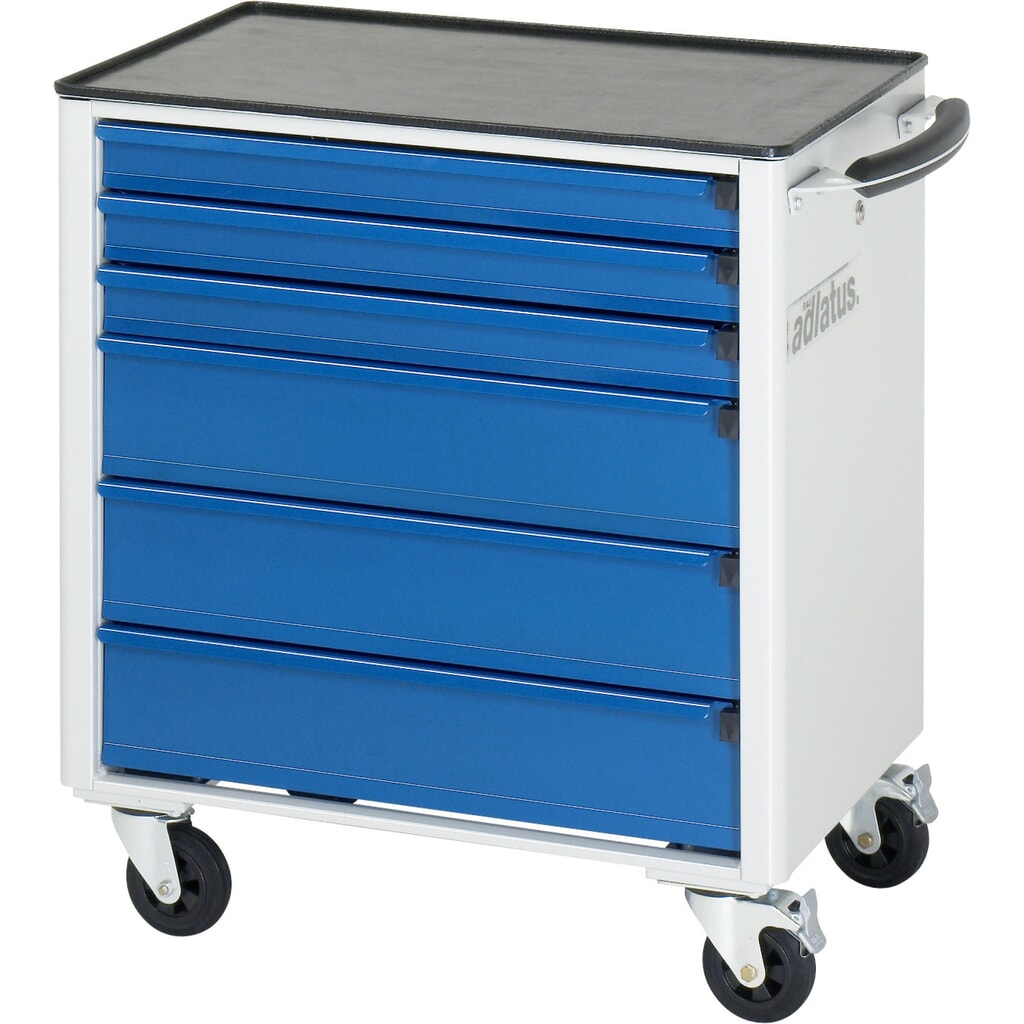 Číslo obrázku produktu 2: Nástrojový vozík RAU řada adlatus 700, VxŠxH 790 x 700 x 510 mm, 6x zásuvka 3 x 65, 3 x 130 mm, kovová pracovní deska