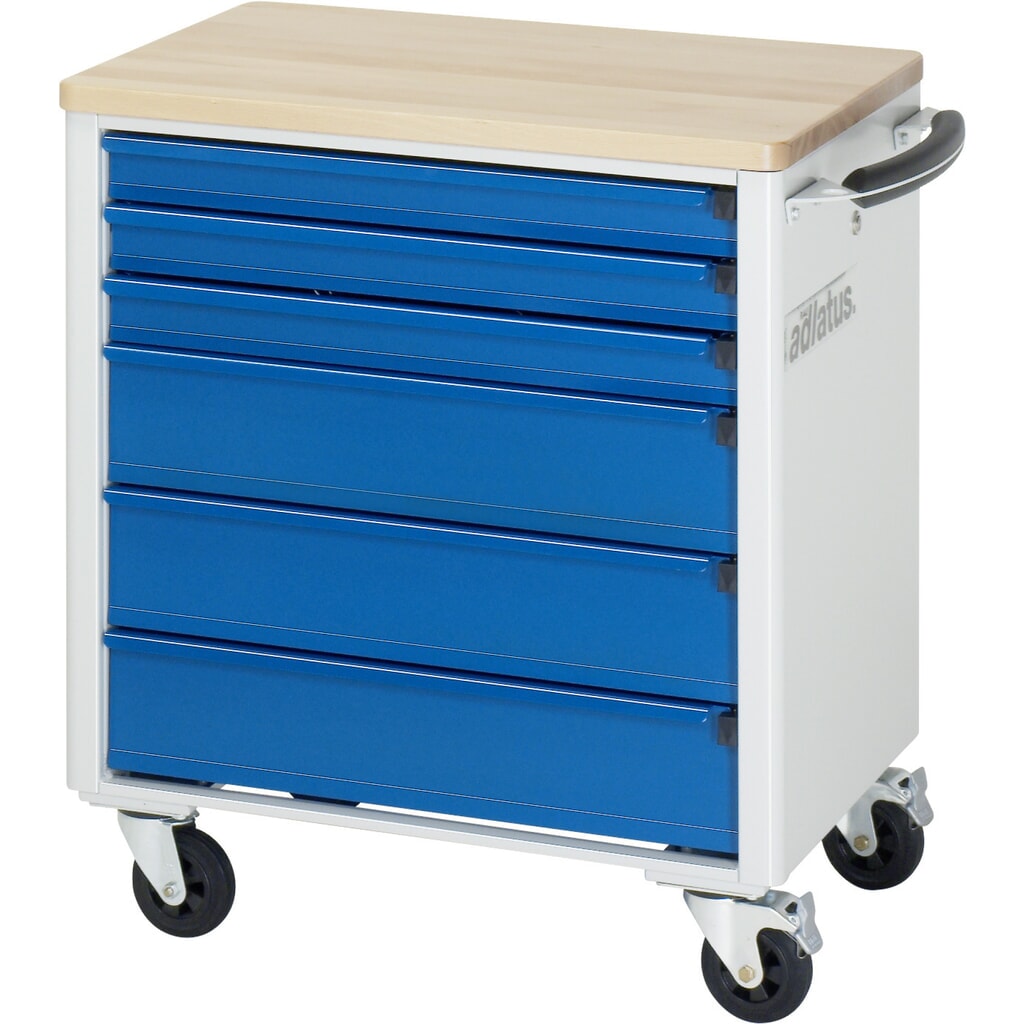 Číslo obrázku produktu 4: Nástrojový vozík RAU řada adlatus 700, VxŠxH 790 x 700 x 510 mm, 6x zásuvka 3 x 65, 3 x 130 mm, buková pracovní deska