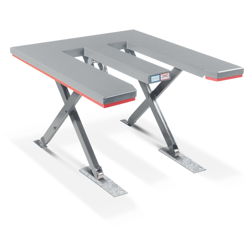 Číslo obrázku produktu 3: Nízký zvedací stůl FLEXLIFT s nůžkovým mechanismem, tvar E, nosnost 600 kg, plošina cca 1350 x 1150 mm, 230 V