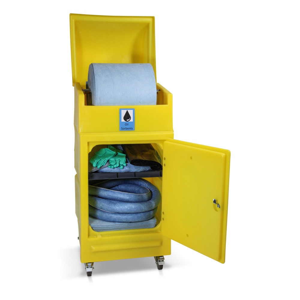 Číslo obrázku produktu 1: Nouzová souprava na olej, pojízdná nádoba, absorpční kapacita 300 l, modrá