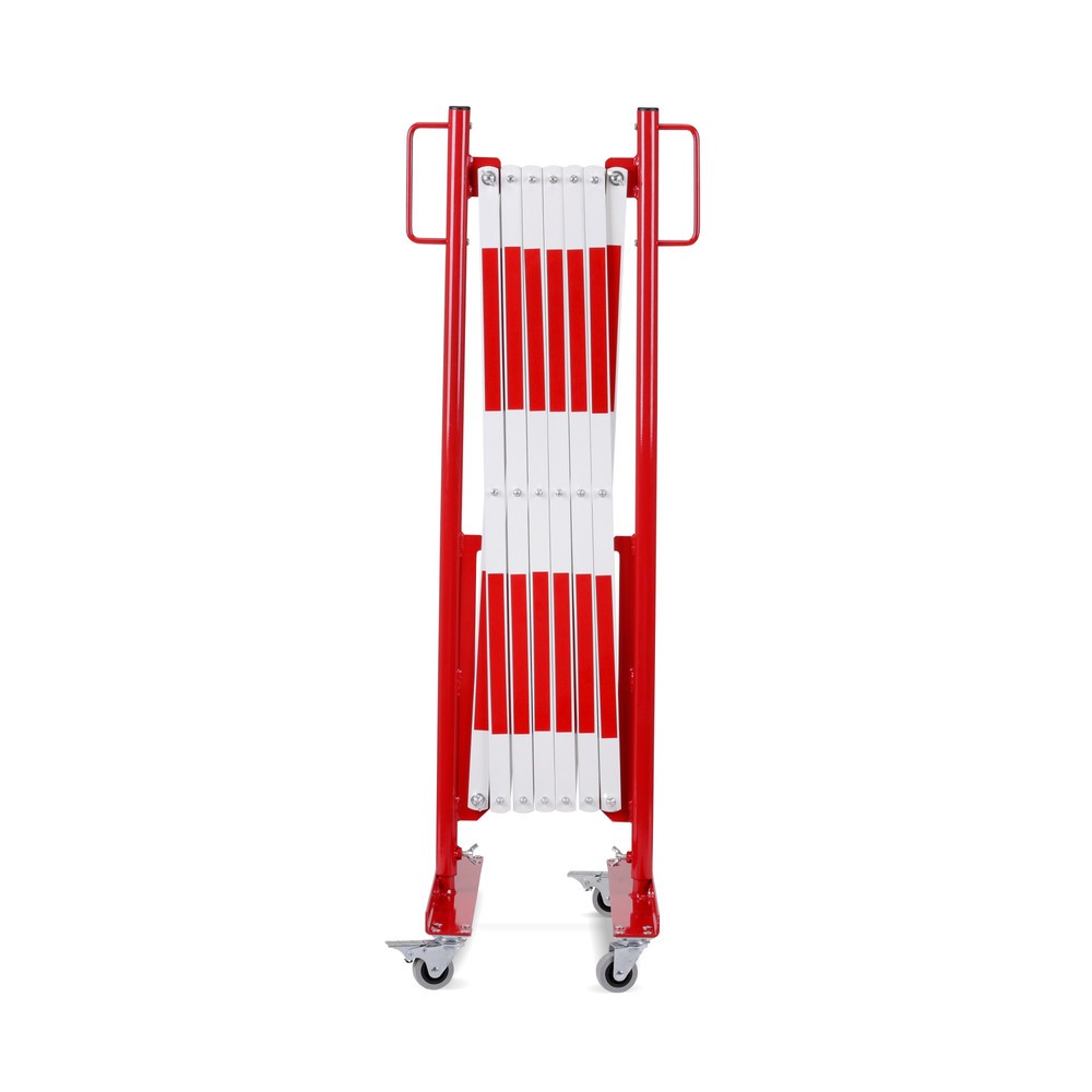 Číslo obrázku produktu 1: Nůžková zábrana, kolečka z obou stran, šířka 3600 mm, červená/bílá