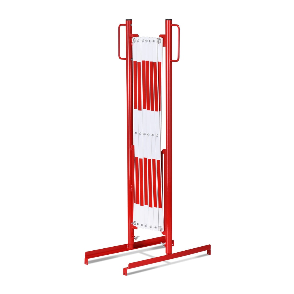 Nůžková zábrana, noha z obou stran, šířka 3600 mm, červená/bílá Číslo obrázku produktu 2: Nůžková zábrana, noha z obou stran, šířka 3600 mm, červená/bílá