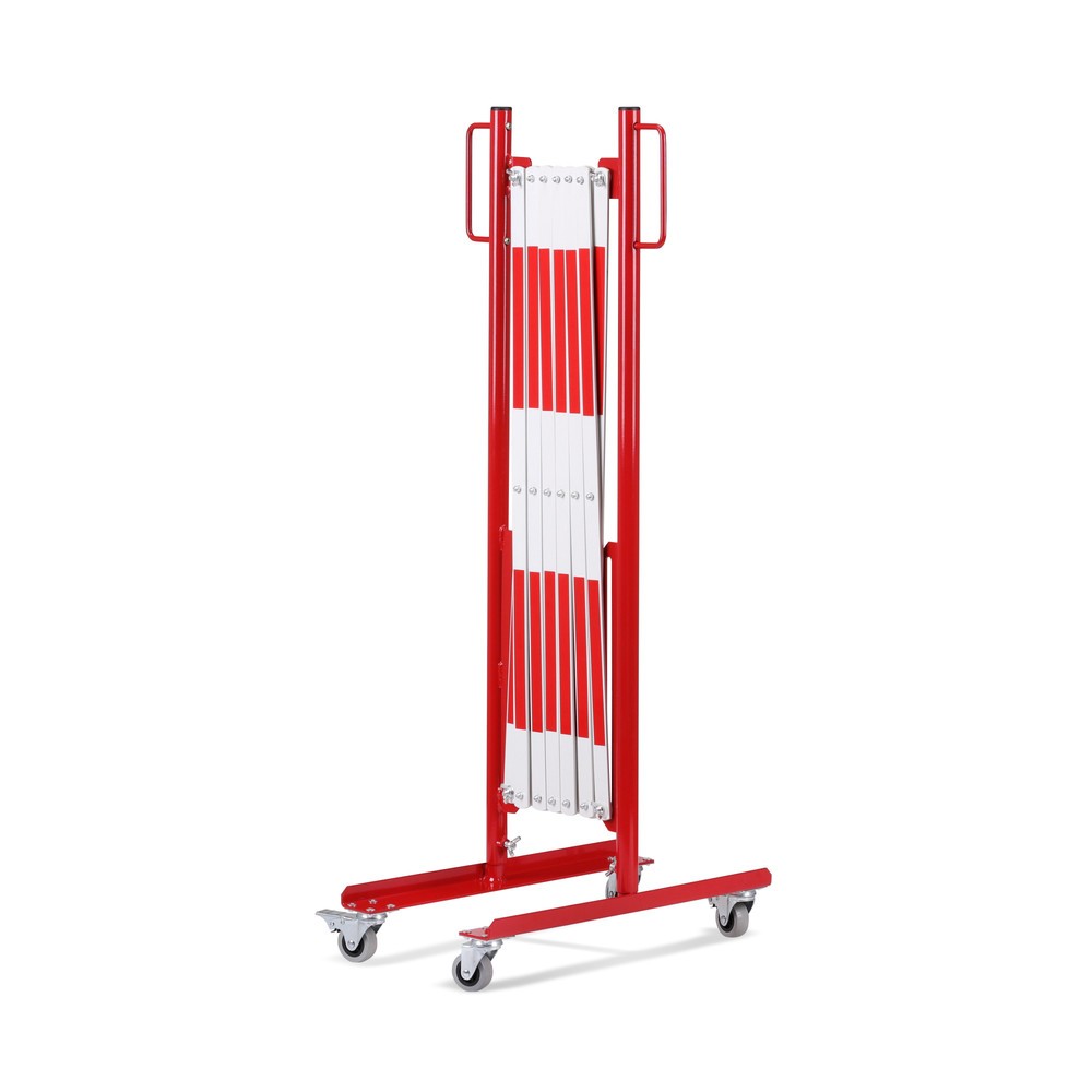 Číslo obrázku produktu 2: Nůžková zábrana, kolečka z obou stran, šířka 3600 mm, červená/bílá