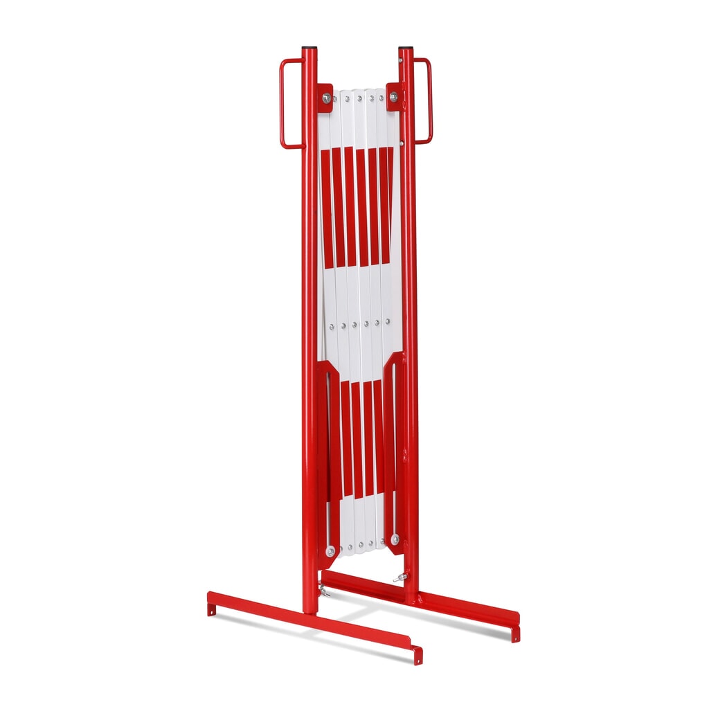 Nůžková zábrana, noha z obou stran, šířka 3600 mm, červená/bílá Číslo obrázku produktu 4: Nůžková zábrana, noha z obou stran, šířka 3600 mm, červená/bílá