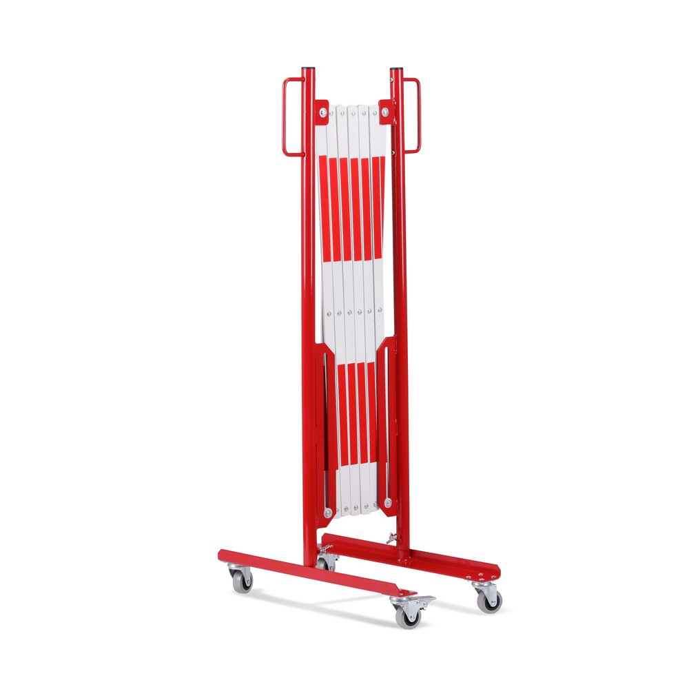 Číslo obrázku produktu 4: Nůžková zábrana, kolečka z obou stran, šířka 3600 mm, červená/bílá