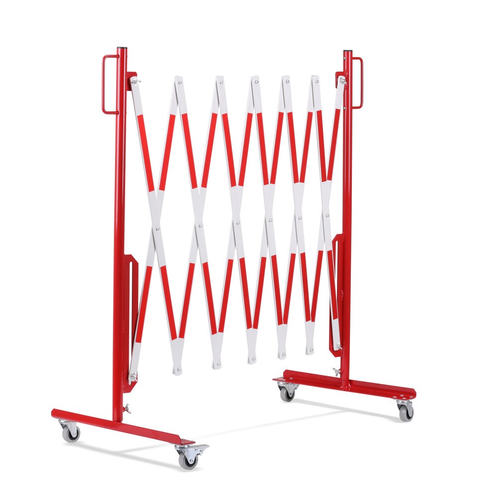 Číslo obrázku produktu 8: Nůžková zábrana, kolečka z obou stran, šířka 3600 mm, červená/bílá