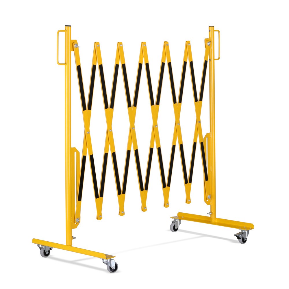 Číslo obrázku produktu 8: Nůžková zábrana, kolečka z obou stran, šířka 3600 mm, černá/žlutá