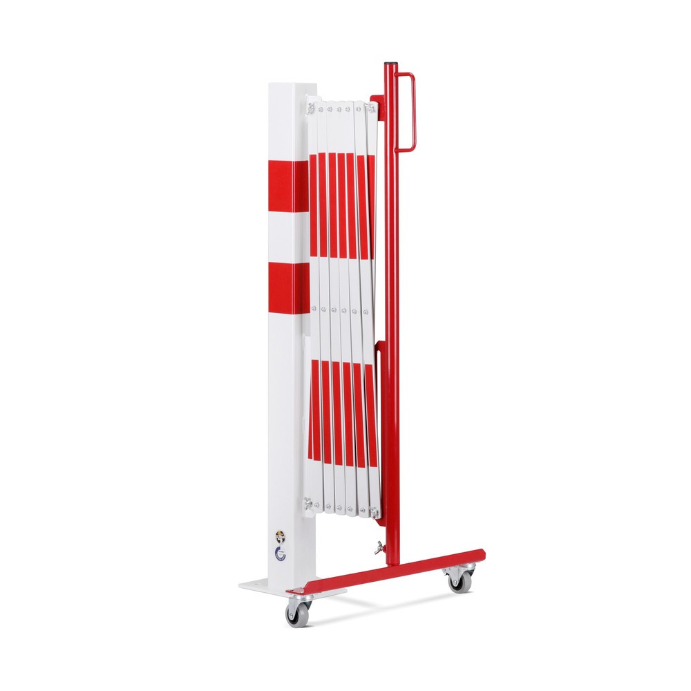 Číslo obrázku produktu 2: Nůžková zábrana se zahrazovacím sloupkem, 70 × 70 mm, šířka 3600, červená/bílá