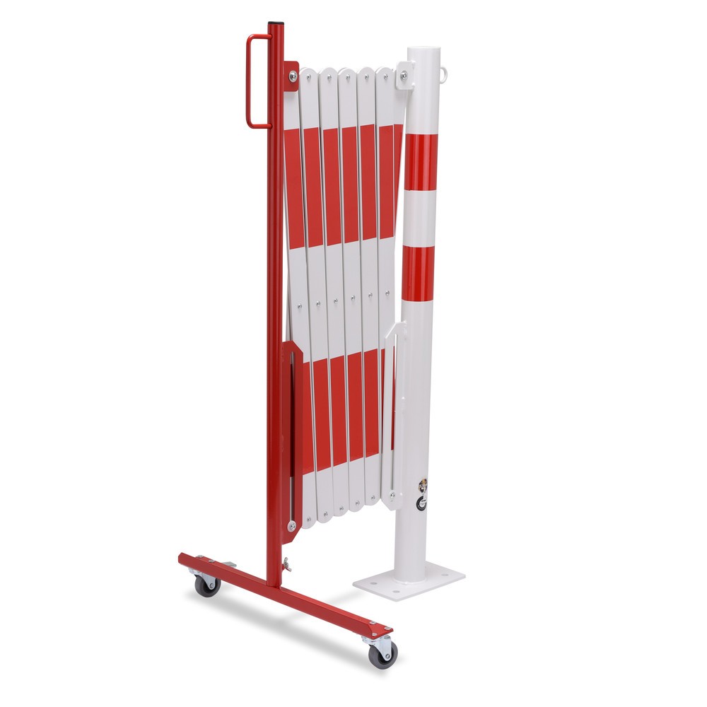 Číslo obrázku produktu 4: Nůžková zábrana se zahrazovacím sloupkem, Ø 60 mm, šířka 4000 mm, červená/bílá