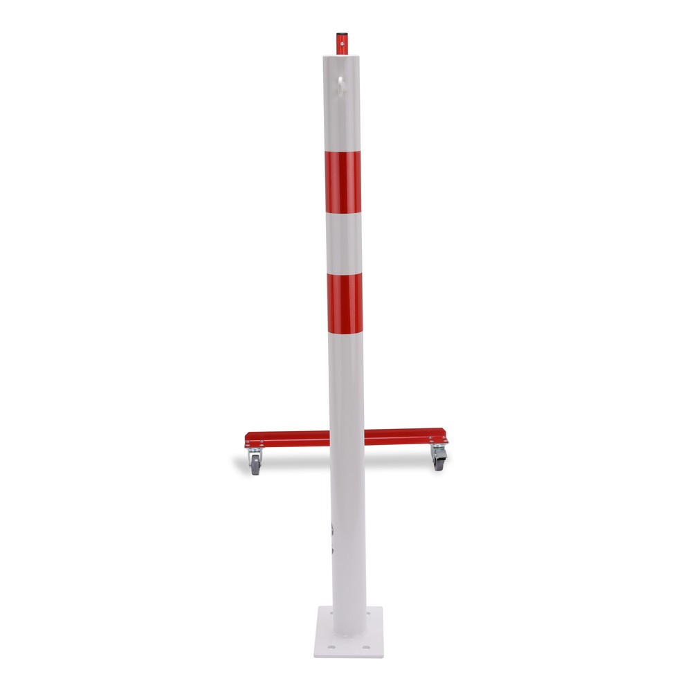 Číslo obrázku produktu 7: Nůžková zábrana se zahrazovacím sloupkem, Ø 60 mm, šířka 4000 mm, červená/bílá