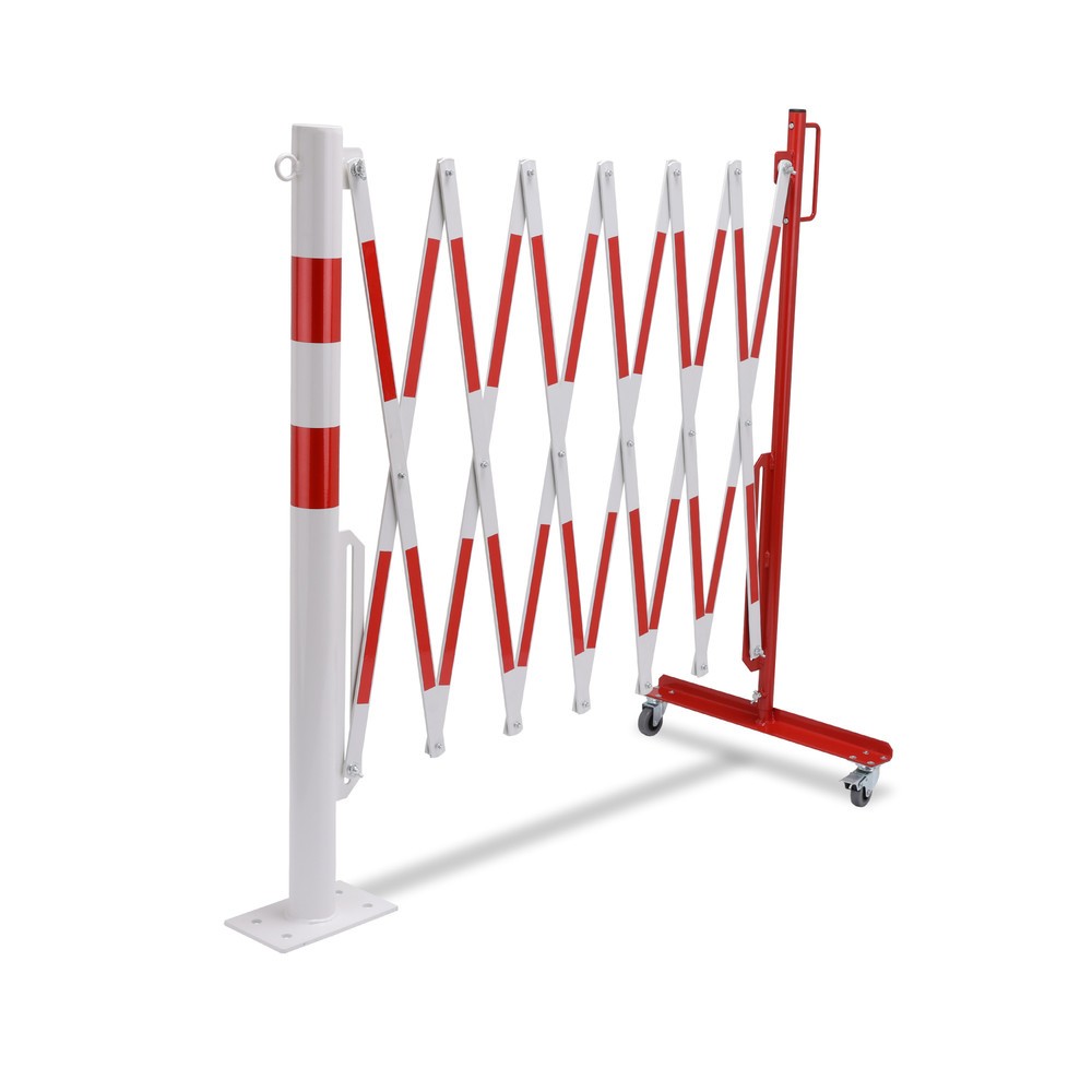 Číslo obrázku produktu 8: Nůžková zábrana se zahrazovacím sloupkem, Ø 60 mm, šířka 3600 mm, červená/bílá