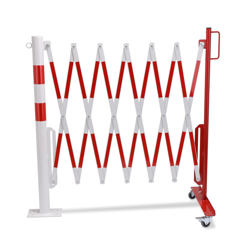 Číslo obrázku produktu 10: Nůžková zábrana se zahrazovacím sloupkem, Ø 60 mm, šířka 3600 mm, červená/bílá
