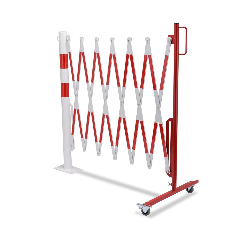 Číslo obrázku produktu 11: Nůžková zábrana se zahrazovacím sloupkem, Ø 60 mm, šířka 3600 mm, červená/bílá