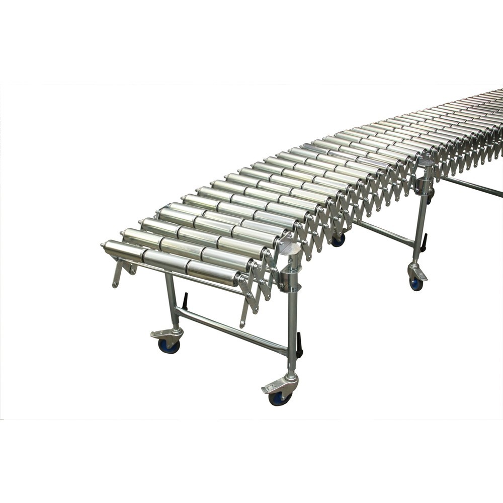 Obrázek produktu: Nůžkový válečkový dopravník, ocelové válečky, Ø 50 mm, délka 2,7-6,2 m, šířka dopravníku 800 mm