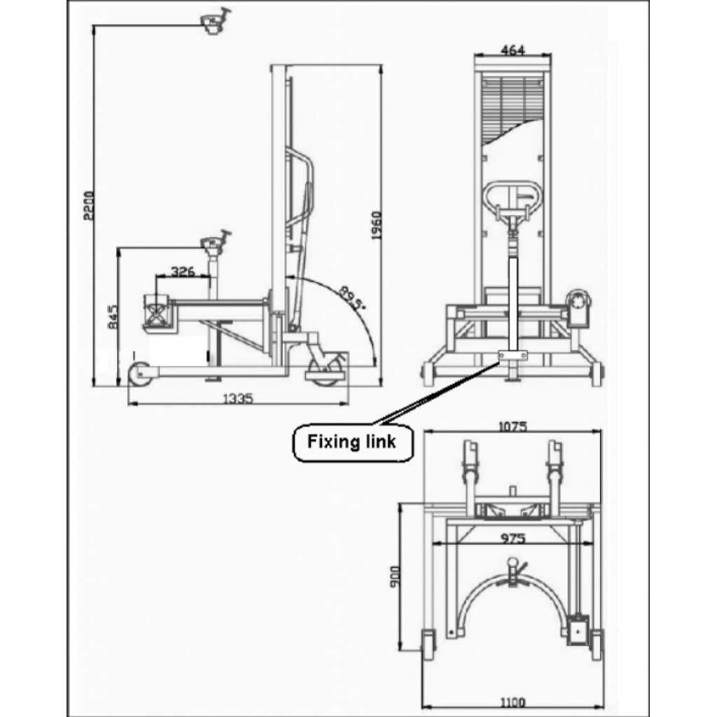 Obraceč sudů 180°, nosnost 350 kg, zvedání ojí, výška zdvihu 0-1300 mm Číslo obrázku produktu 3: Obraceč sudů 180°, nosnost 350 kg, zvedání ojí, výška zdvihu 0-1300 mm