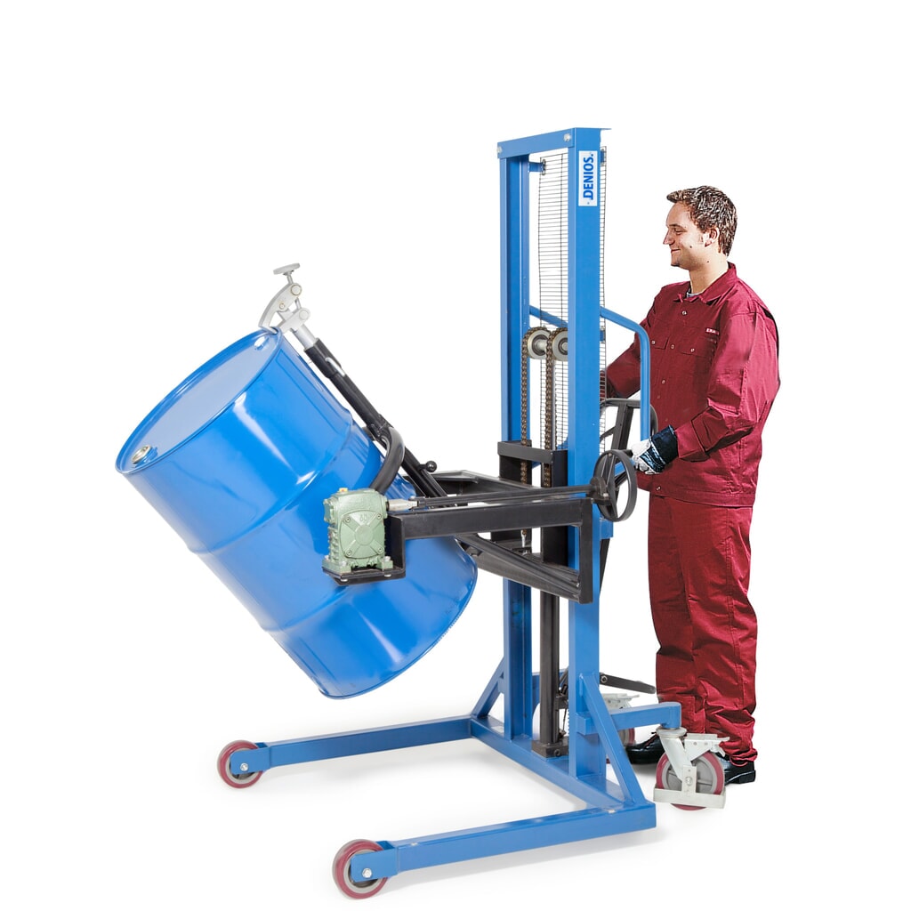 Obraceč sudů 180°, nosnost 350 kg, zvedání ojí, výška zdvihu 0-1300 mm Číslo obrázku produktu 4: Obraceč sudů 180°, nosnost 350 kg, zvedání ojí, výška zdvihu 0-1300 mm