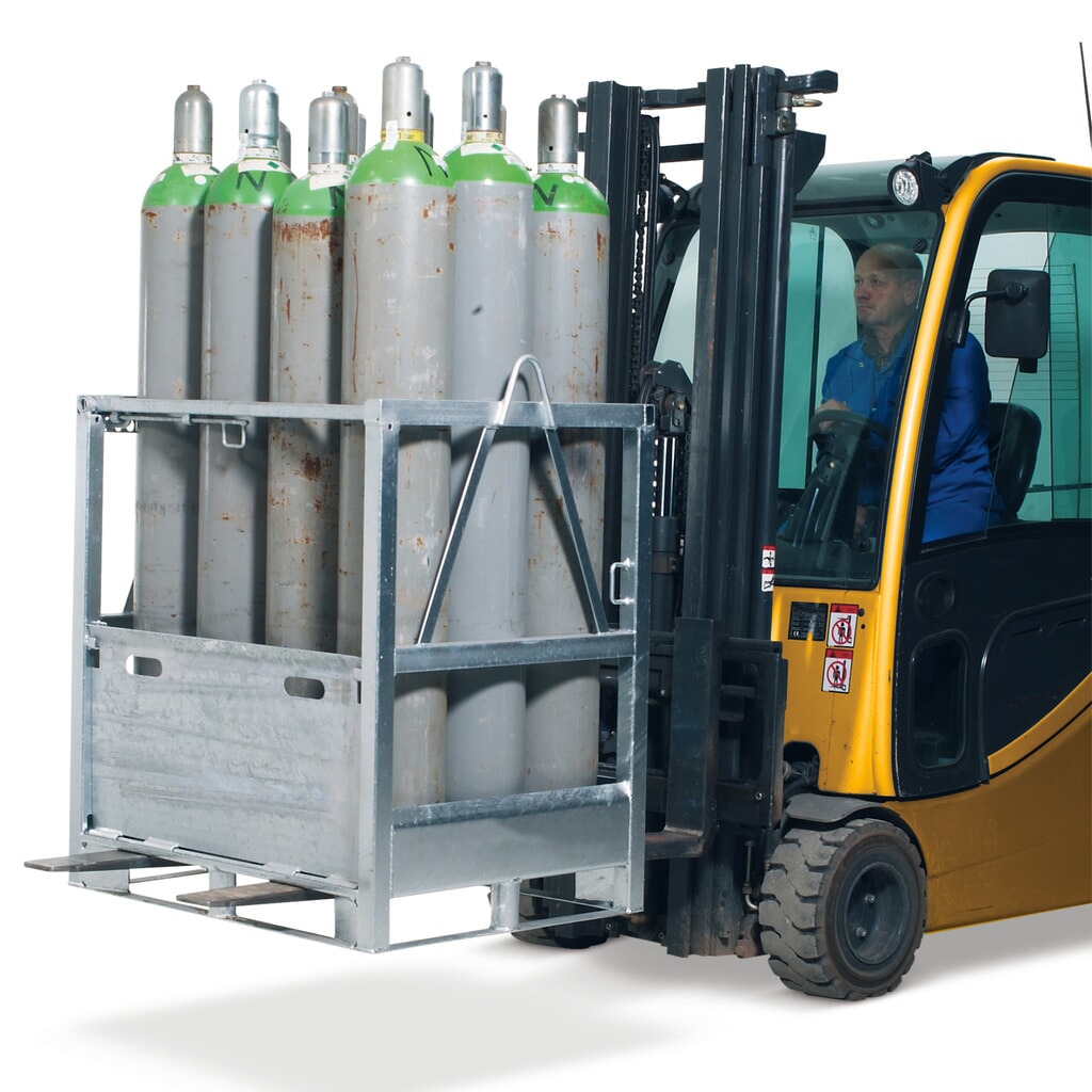 Paleta na plynové láhve z oceli, až na 12 plynových láhví à max. Ø 230 mm Obrázek produktu: Paleta na plynové láhve z oceli, až na 12 plynových láhví à max. Ø 230 mm