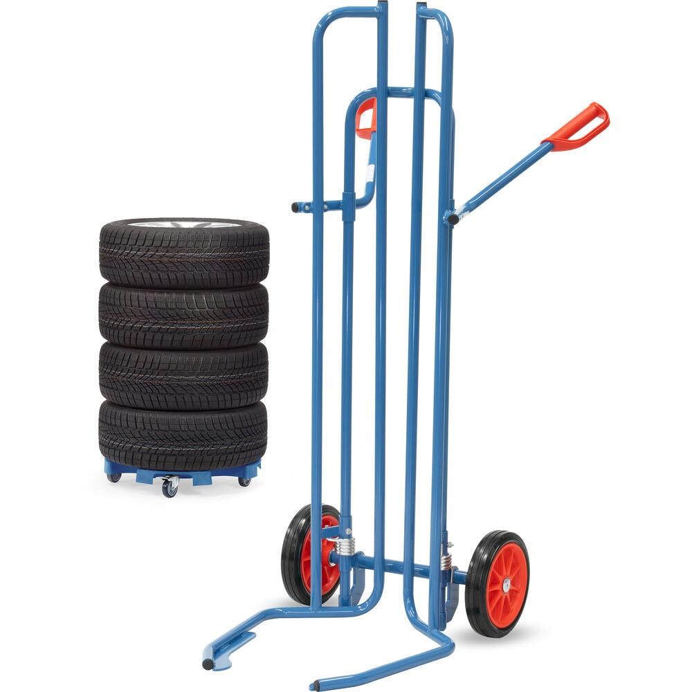 Číslo obrázku produktu 4: Rudl na pneumatiky fetra® z oceli, nosnost 200 kg, pro 8 pneumatik, kolečka z plné gumy