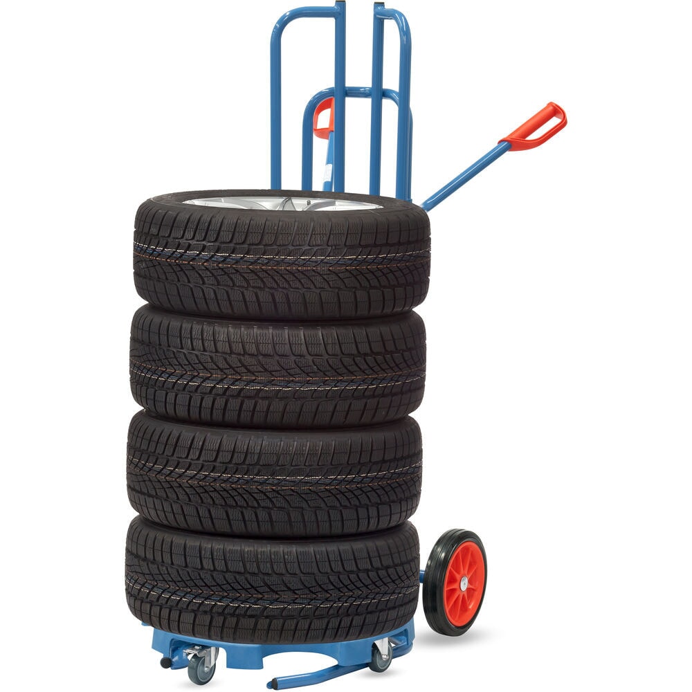 Číslo obrázku produktu 6: Rudl na pneumatiky fetra® z oceli, nosnost 200 kg, pro 8 pneumatik, kolečka z plné gumy