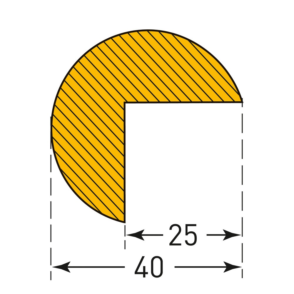 Číslo obrázku produktu 5: Ochrana hran proti nárazům, kruhová, samolepicí, VxŠ 40 x 40 mm, délka 5 m