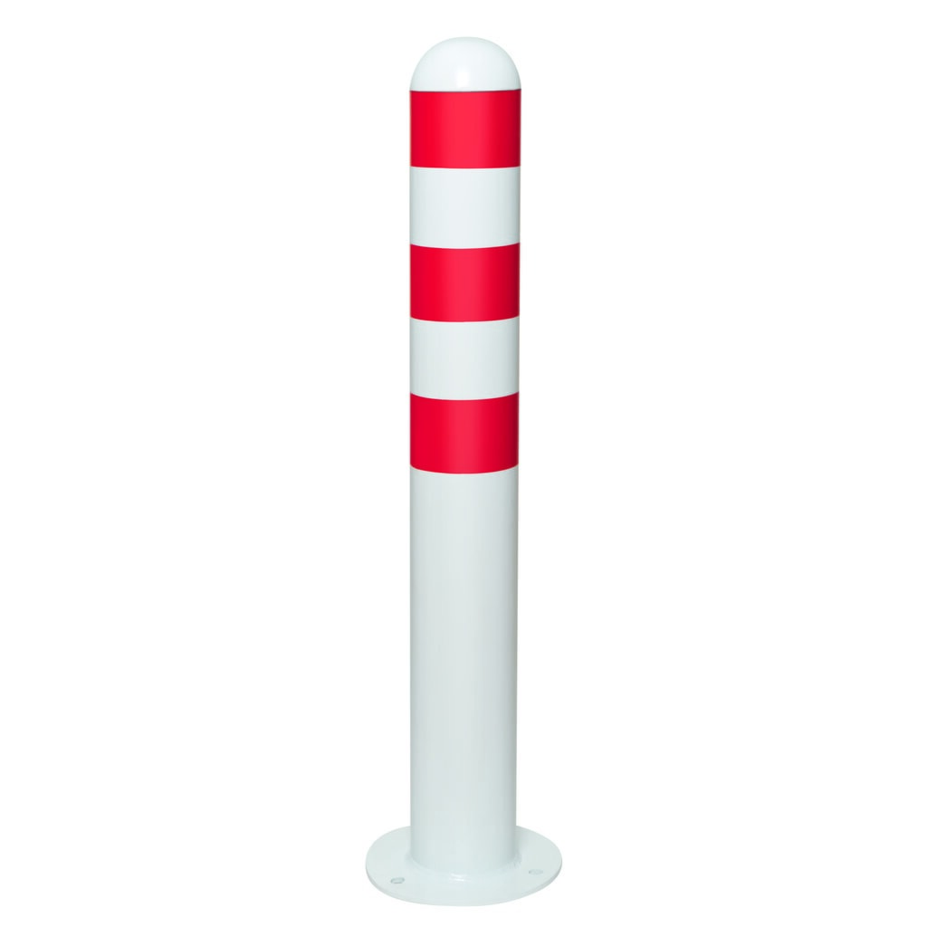 Ochranný sloupek pro nabíjecí sloupky II, Ø 108 mm, výška 800 mm, k ukotvení, ocel, plastová povrchová úprava, červené reflexní kroužky Obrázek produktu: Ochranný sloupek pro nabíjecí sloupky II, Ø 108 mm, výška 800 mm, k ukotvení, ocel, plastová povrchová úprava, červené reflexní kroužky