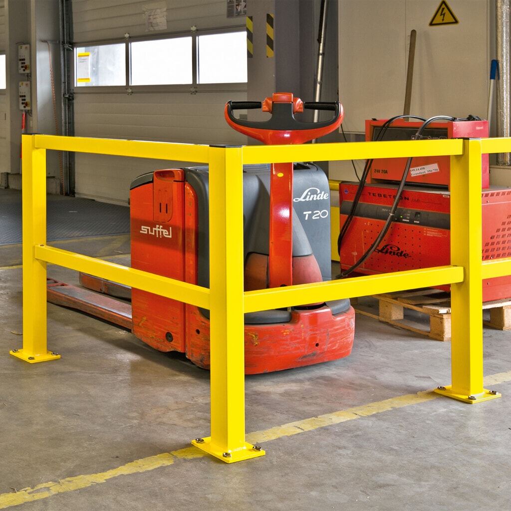 Ochranné zábradlí S-Line, vnitřní, středový sloupek, výška 1000 mm Číslo obrázku produktu 4: Ochranné zábradlí S-Line, vnitřní, středový sloupek, výška 1000 mm