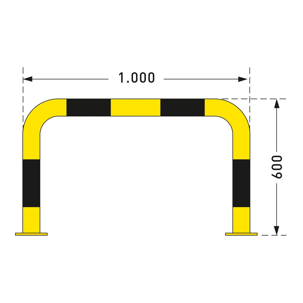 Číslo obrázku produktu 3: Ochranný oblouk - použití ve vnitřních prostorách, Ø 76 mm, VxŠ 600 x 1 000 mm
